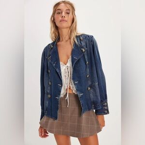 NWT Free People Imogene Denim Officer Jacket
